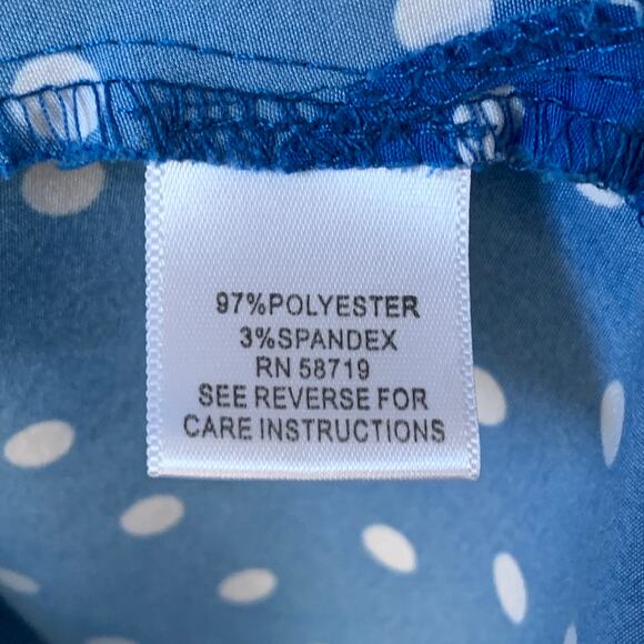 Studio Works Blue and White Polka Dot Button Down Shirt Roll Tab Long Sleeve - Picture 9 of 16